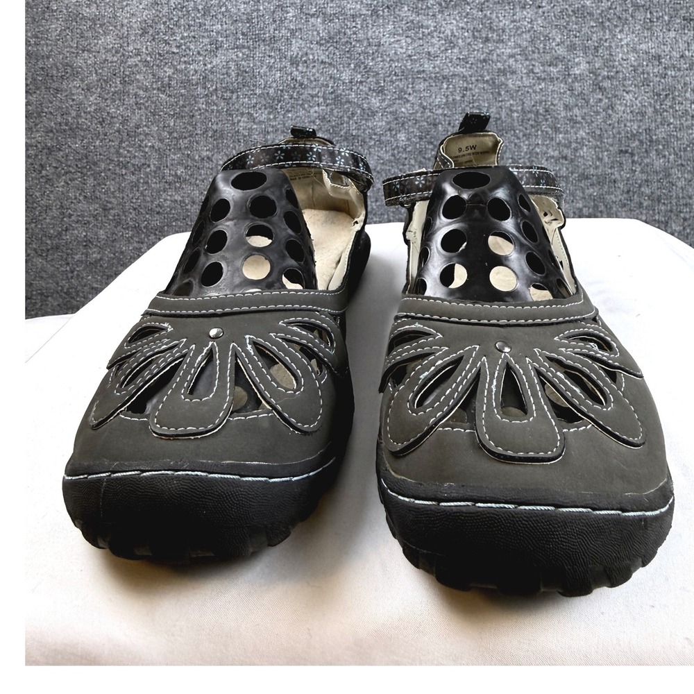 JBU by Jambu Gray Wildflower Encore Mary Jane Shoe 9.5 Foam Bed Sandal Boho Chic